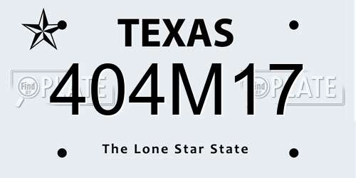 404M17 Texas License Plate