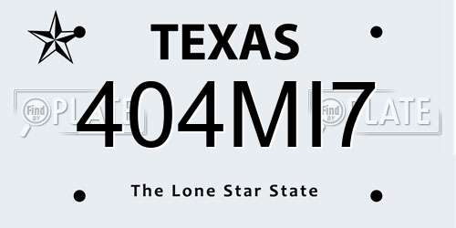 404MI7 Texas License Plate