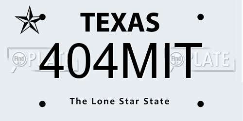 404MIT Texas License Plate