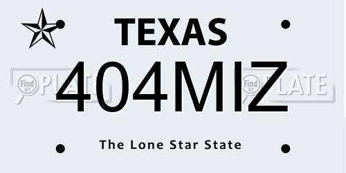404MIZ Texas License Plate
