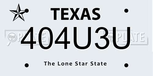 404U3U Texas License Plate