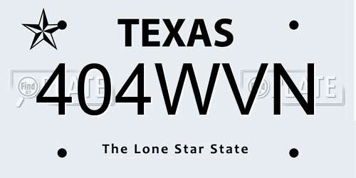 404WVN Texas License Plate
