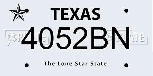 4052BN Texas License Plate