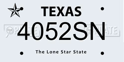 4052SN Texas License Plate