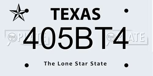405BT4 Texas License Plate