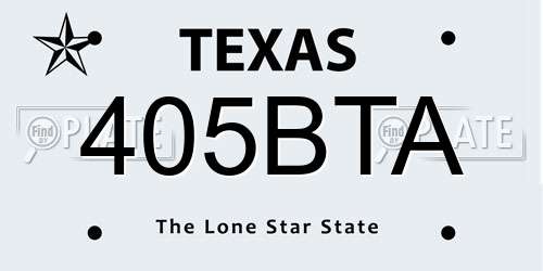 405BTA Texas License Plate