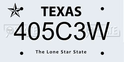 405C3W Texas License Plate
