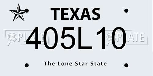 405L10 Texas License Plate