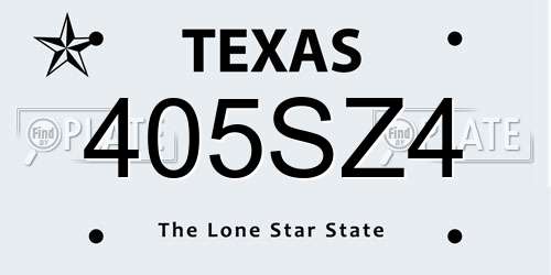 405SZ4 Texas License Plate
