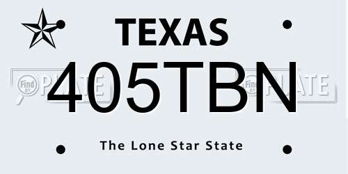 405TBN Texas License Plate