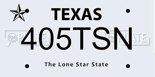 405TSN Texas License Plate