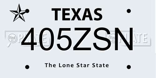 405ZSN Texas License Plate