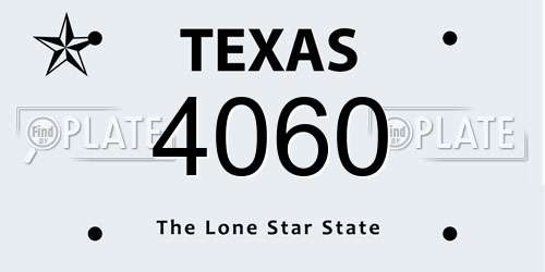 4060 Texas License Plate