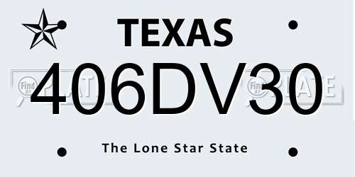 406DV30 Texas License Plate