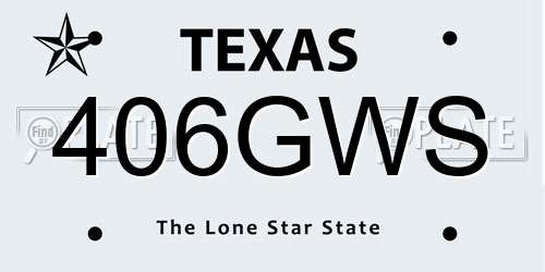 406GWS Texas License Plate