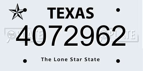 4072962 Texas License Plate
