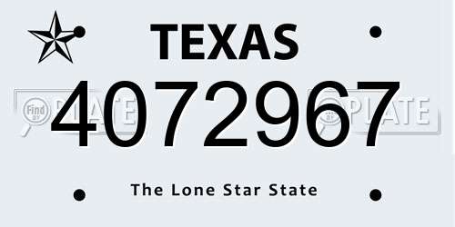 4072967 Texas License Plate