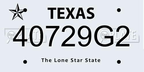 40729G2 Texas License Plate