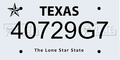 40729G7 Texas License Plate