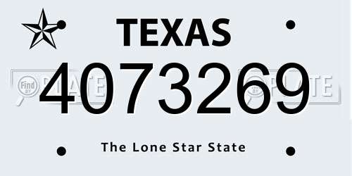 4073269 Texas License Plate