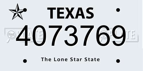 4073769 Texas License Plate