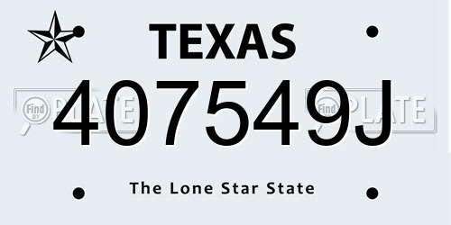 407549J Texas License Plate