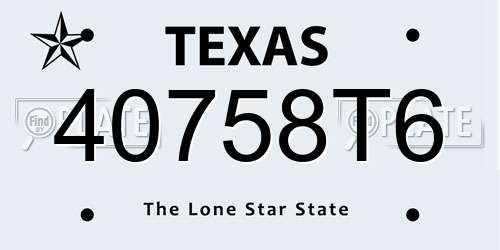 40758T6 Texas License Plate