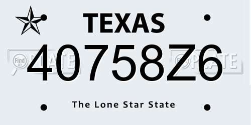 40758Z6 Texas License Plate