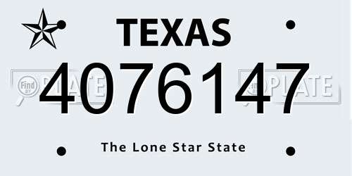 4076147 Texas License Plate