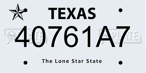 40761A7 Texas License Plate
