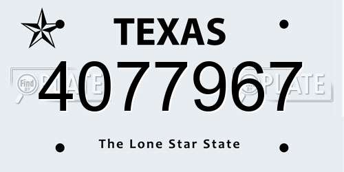 4077967 Texas License Plate