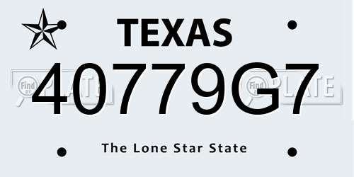 40779G7 Texas License Plate