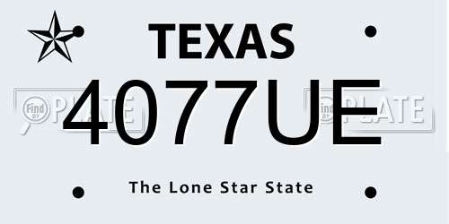 4077UE Texas License Plate