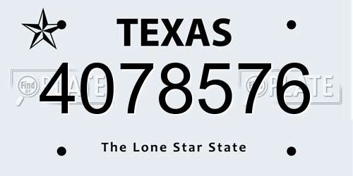 4078576 Texas License Plate