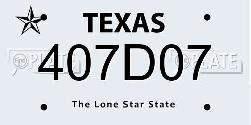 407D07 Texas License Plate
