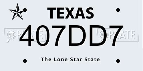 407DD7 Texas License Plate