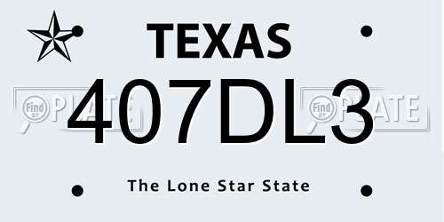 407DL3 Texas License Plate