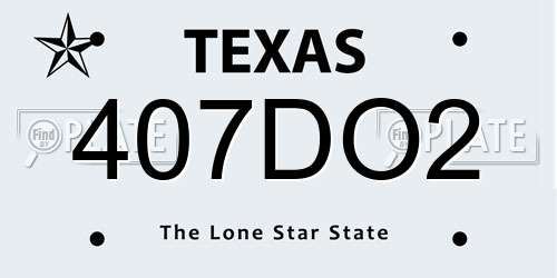 407DO2 Texas License Plate