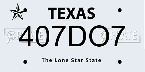 407DO7 Texas License Plate