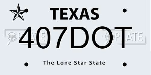 407DOT Texas License Plate