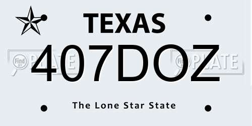 407DOZ Texas License Plate