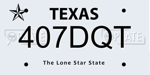 407DQT Texas License Plate