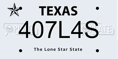 407L4S Texas License Plate