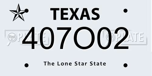 407O02 Texas License Plate