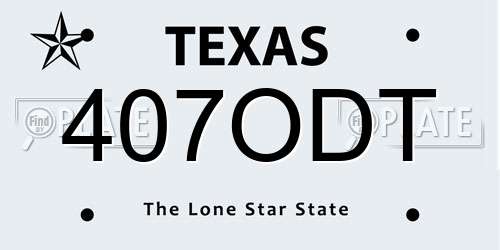 407ODT Texas License Plate