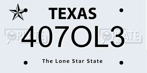 407OL3 Texas License Plate