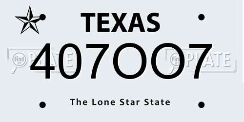 407OO7 Texas License Plate