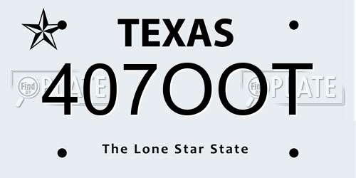 407OOT Texas License Plate
