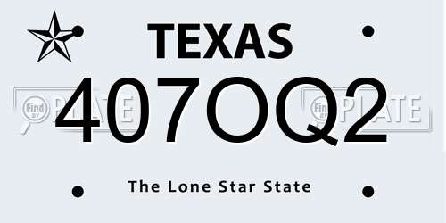 407OQ2 Texas License Plate