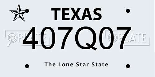 407Q07 Texas License Plate
